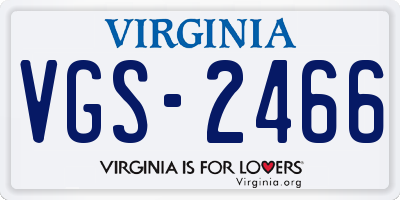 VA license plate VGS2466