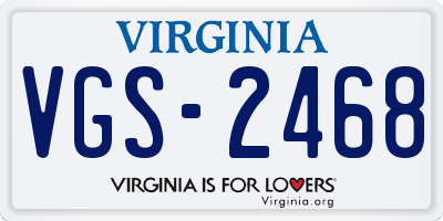 VA license plate VGS2468