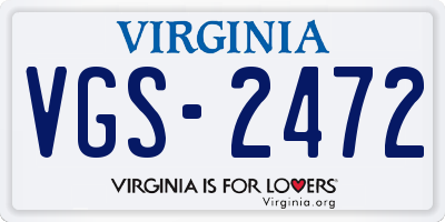 VA license plate VGS2472