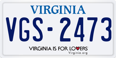 VA license plate VGS2473