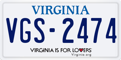 VA license plate VGS2474