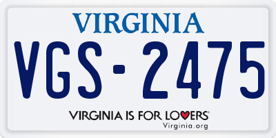 VA license plate VGS2475