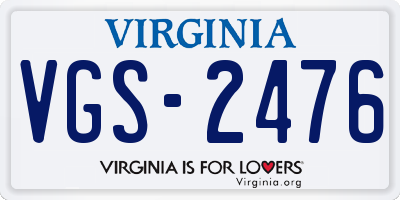 VA license plate VGS2476