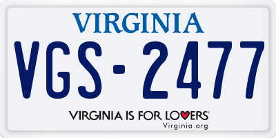 VA license plate VGS2477