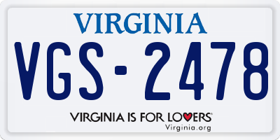 VA license plate VGS2478