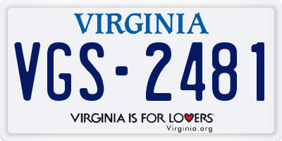 VA license plate VGS2481