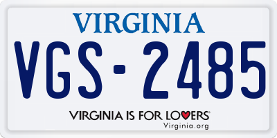 VA license plate VGS2485