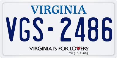 VA license plate VGS2486