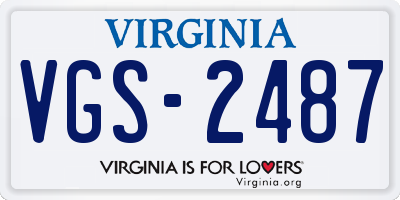 VA license plate VGS2487