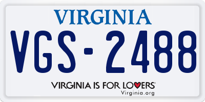 VA license plate VGS2488