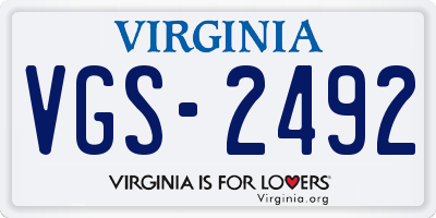 VA license plate VGS2492