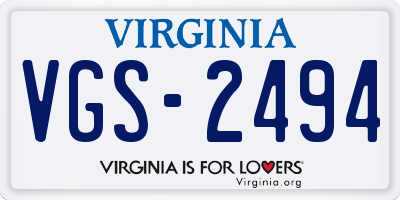 VA license plate VGS2494