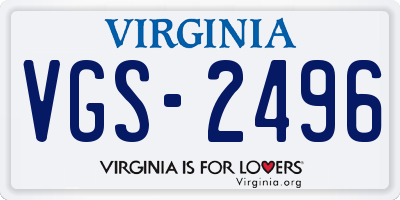 VA license plate VGS2496