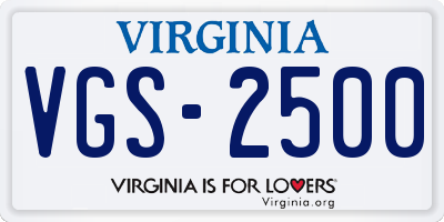 VA license plate VGS2500