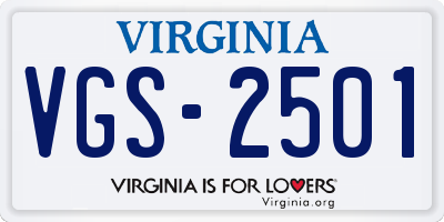 VA license plate VGS2501