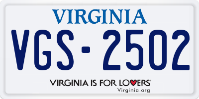 VA license plate VGS2502
