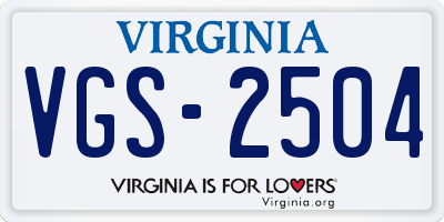 VA license plate VGS2504
