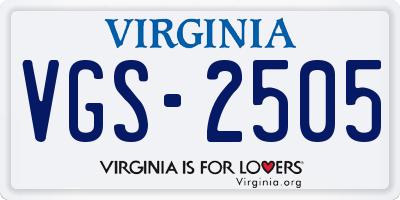 VA license plate VGS2505