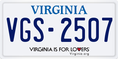 VA license plate VGS2507