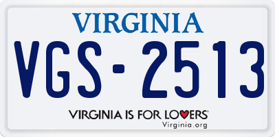 VA license plate VGS2513