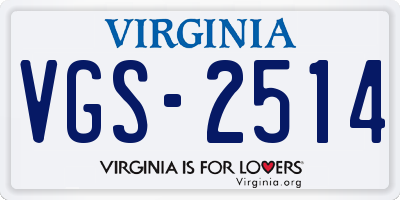 VA license plate VGS2514