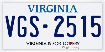 VA license plate VGS2515