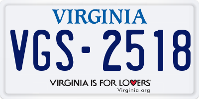 VA license plate VGS2518