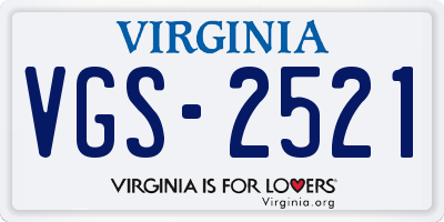 VA license plate VGS2521