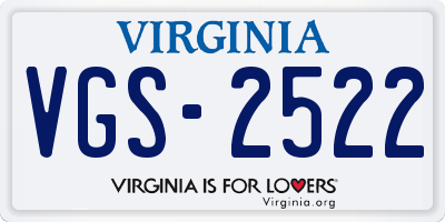 VA license plate VGS2522