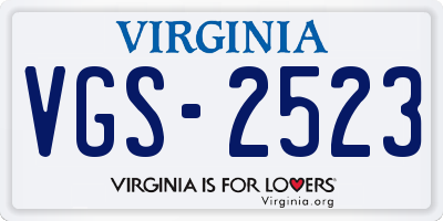 VA license plate VGS2523