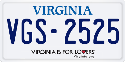 VA license plate VGS2525