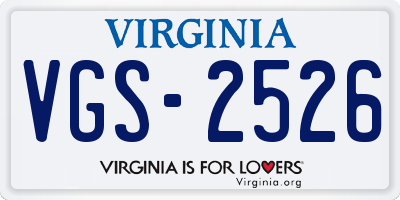 VA license plate VGS2526