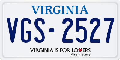 VA license plate VGS2527
