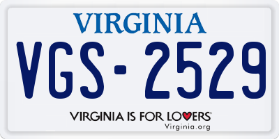 VA license plate VGS2529