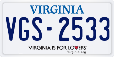 VA license plate VGS2533