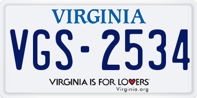 VA license plate VGS2534