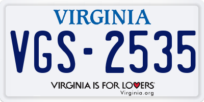 VA license plate VGS2535