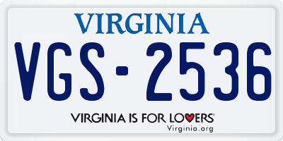 VA license plate VGS2536
