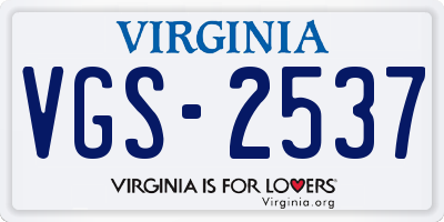 VA license plate VGS2537