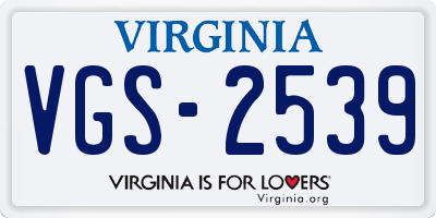 VA license plate VGS2539