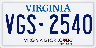 VA license plate VGS2540
