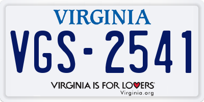 VA license plate VGS2541