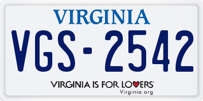 VA license plate VGS2542