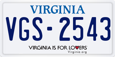 VA license plate VGS2543