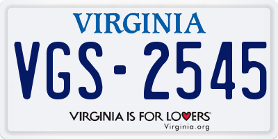 VA license plate VGS2545