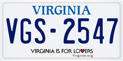 VA license plate VGS2547