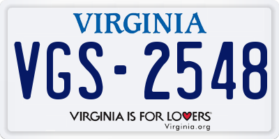 VA license plate VGS2548