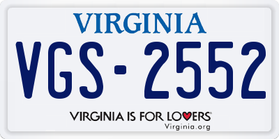 VA license plate VGS2552