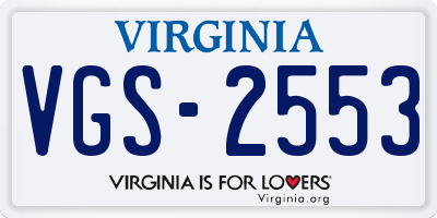 VA license plate VGS2553