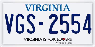 VA license plate VGS2554